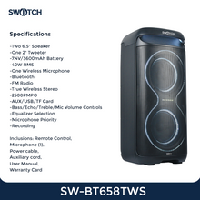 Load image into Gallery viewer, Switch Double 6.5" Portable TWS Bluetooth Karaoke Speaker
