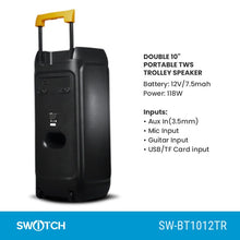 Load image into Gallery viewer, Switch Double 10" Portable Trolley Speaker SW-BT1012TR