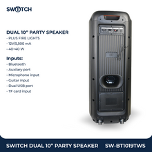 Load image into Gallery viewer, Switch Dual 10" Portable TWS Party Speaker SW-BT1019TWS