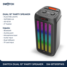 Load image into Gallery viewer, Switch Dual 10" Portable TWS Party Speaker SW-BT1019TWS