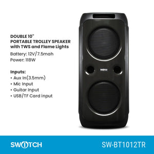 Switch Double 10" Portable Trolley Speaker SW-BT1012TR