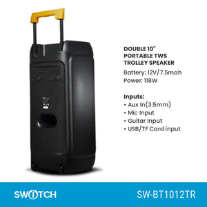 Switch Double 10" Portable Trolley Speaker SW-BT1012TR