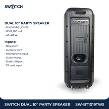 Load image into Gallery viewer, Switch Dual 10&quot; Portable TWS Party Speaker SW-BT1019TWS
