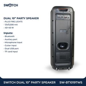 Switch Dual 10" Portable TWS Party Speaker SW-BT1019TWS