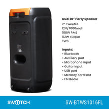 Load image into Gallery viewer, Switch Dual 10” Party Speaker SW-BTWS1016FL
